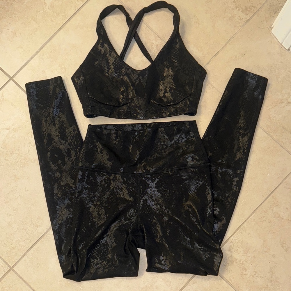 Carbon38 Black Snakeskin Activewear Set